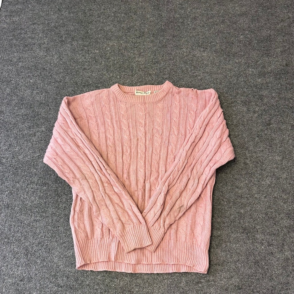 Carriage Court Sweater Womens Size M Pink Cable Knit Crew Neck Long Sleeve